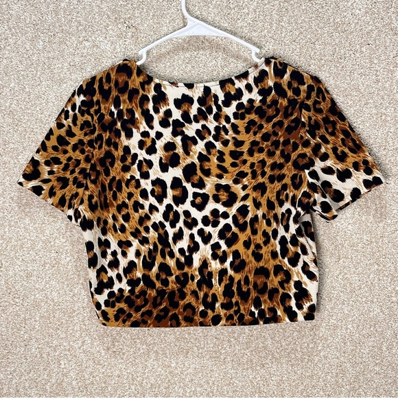 Vintage 90s leopard print crop top Necessary Objects Ady Gluck-Frankel large - Picture 2 of 8